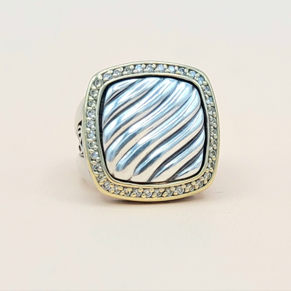 David Yurman Thoroughbred  Albion Sculpted Ring With Diamonds And Gold
